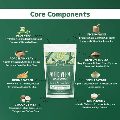 Aloe Vera Body Hair Removal Herbal Wax Powder - BaS Free