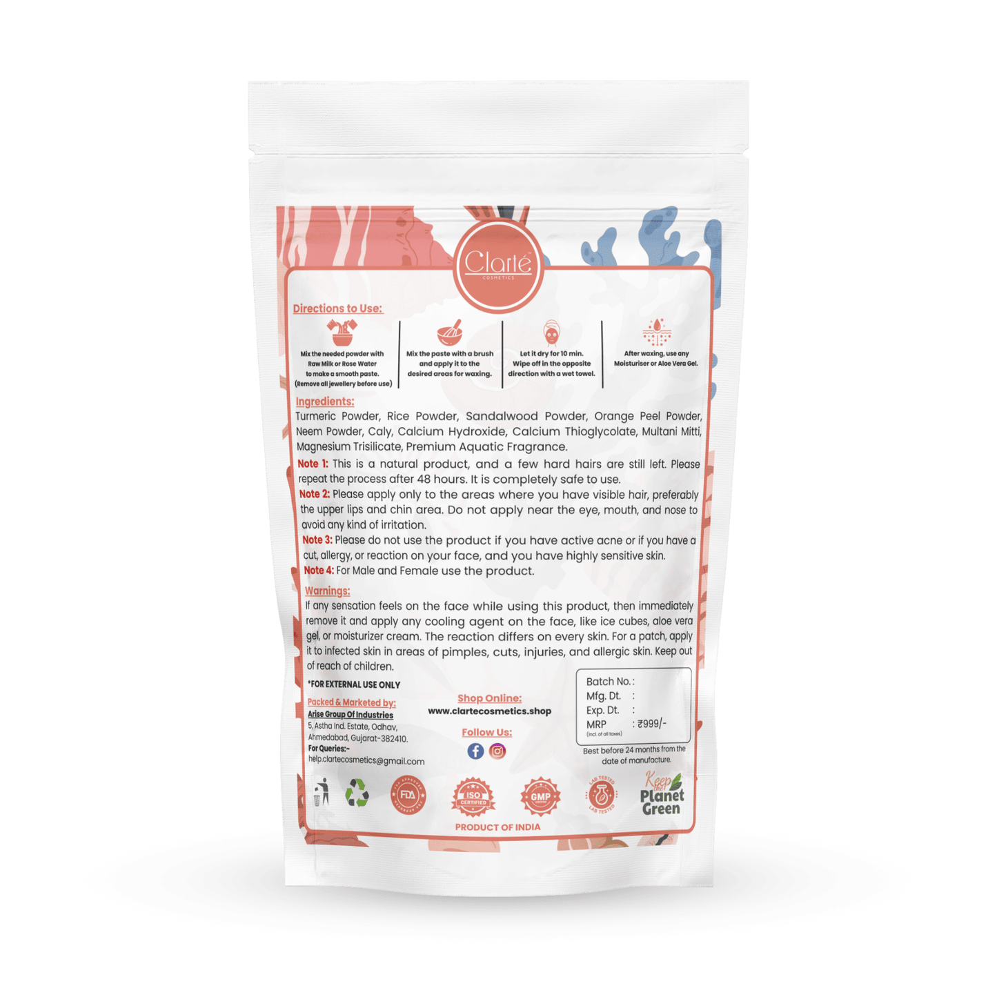 Facial Hair Removal Herbal Wax Powder - BaS Free