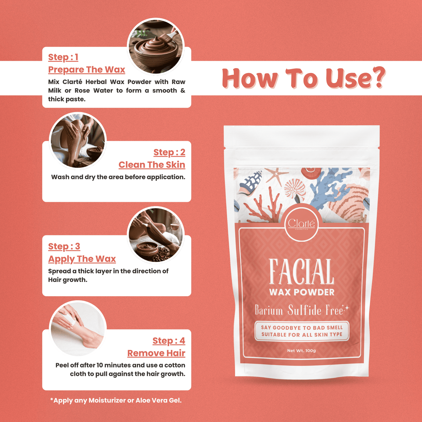 Facial Hair Removal Herbal Wax Powder - BaS Free